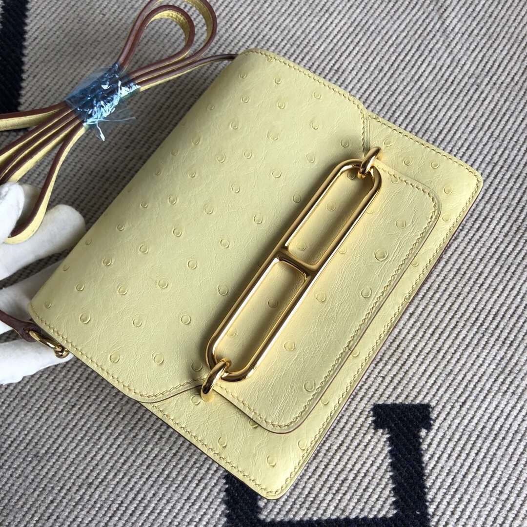 에르메스 룰리스18 옐로우 금장 타조가죽